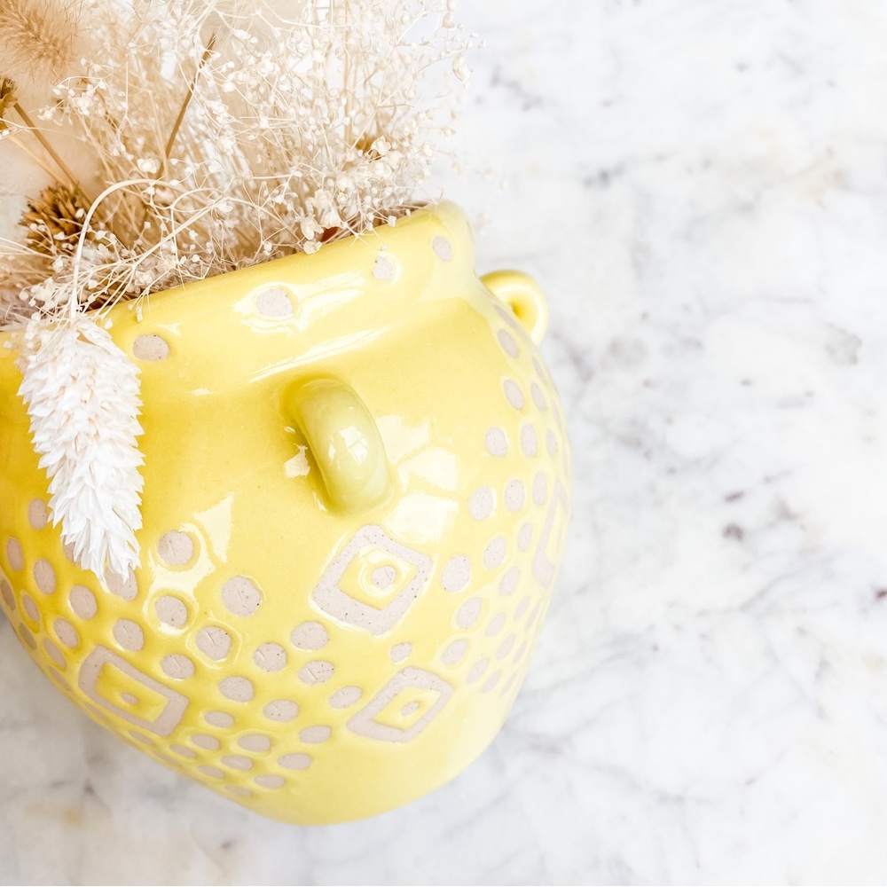 Anthropologie | Yellow Glazed Planter Pot